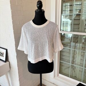 ITMFL White Cropped Blouse with Sequin Detail NWT Size XS